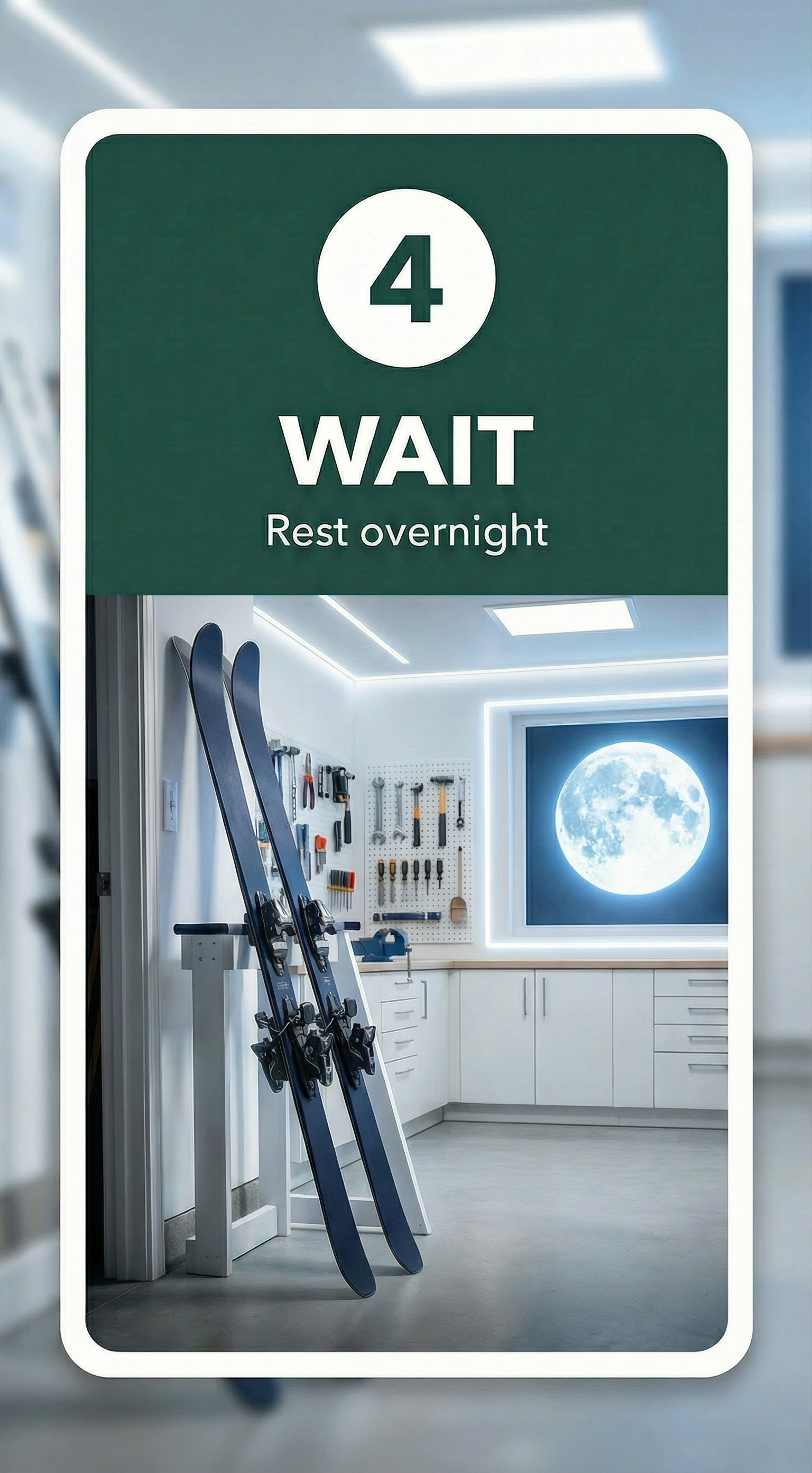 Skis resting overnight for wax penetration