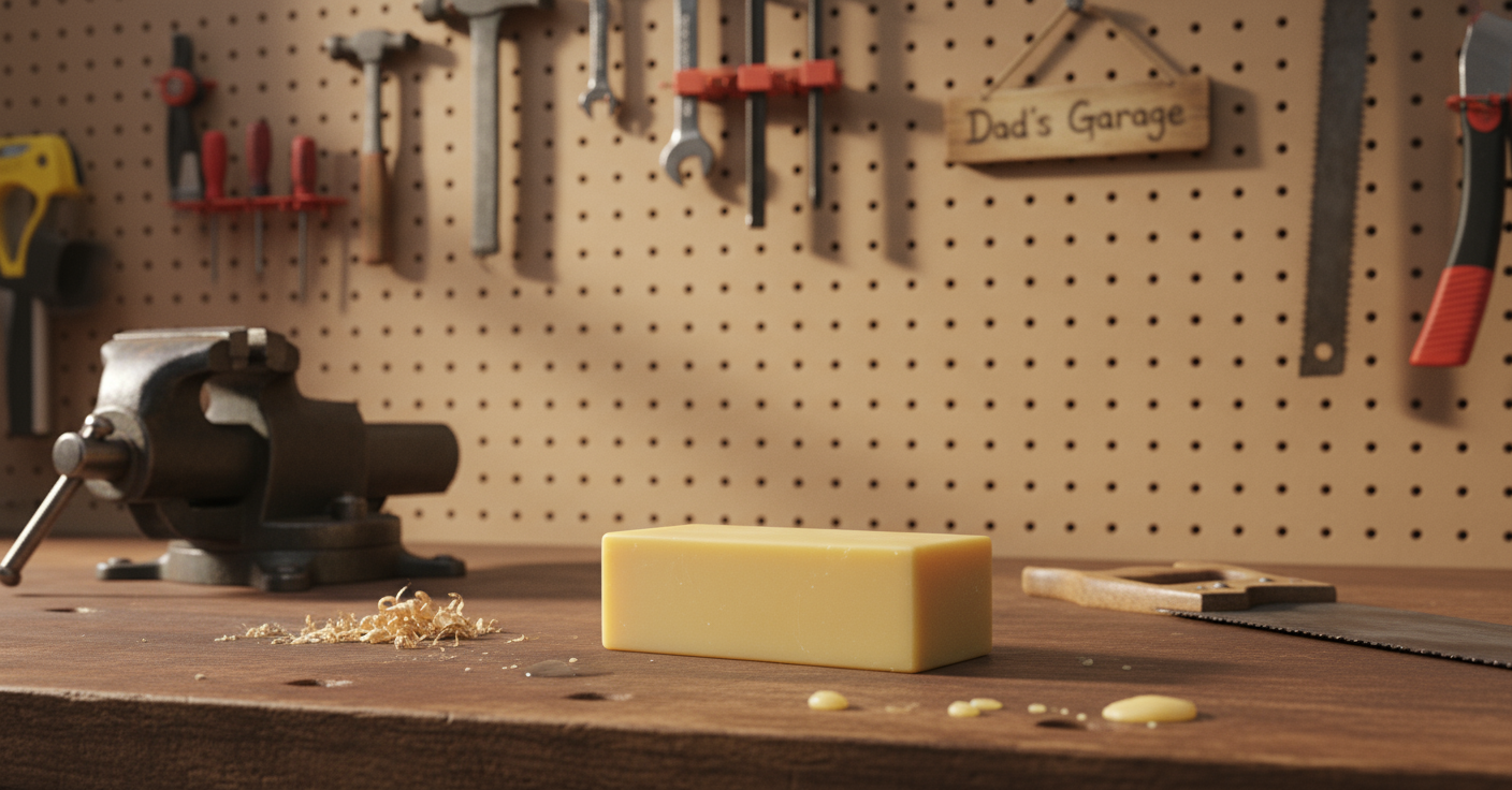 Garage workshop with ski maintenance tools